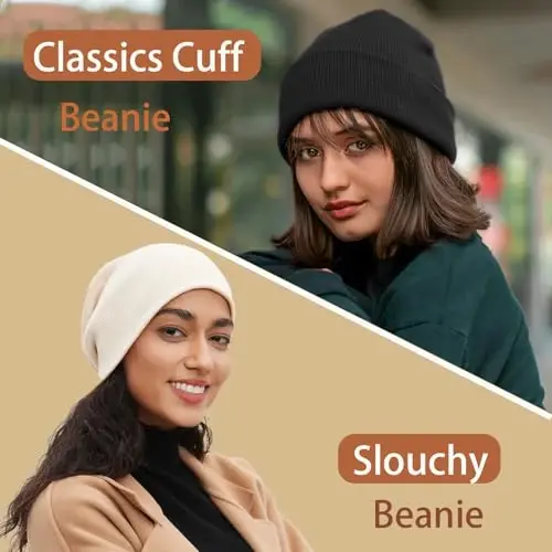 choshion 100% Cotton Beanie Hats for Women Men Winter Soft Warm Knit Cuffed Hats Fisherman Beanie Skull Cap Unisex - 4