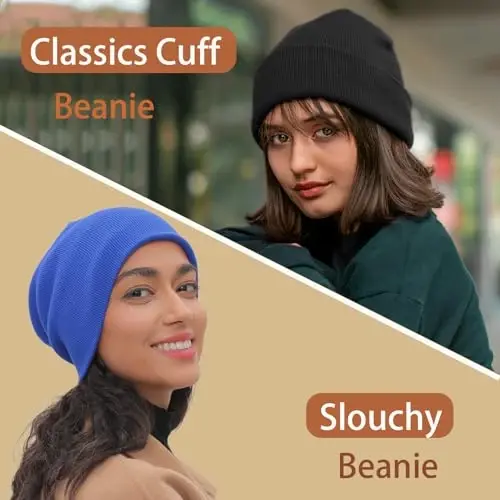 choshion 100% Cotton Beanie Hats for Women Men Winter Soft Warm Knit Cuffed Hats Fisherman Beanie Skull Cap Unisex - 3