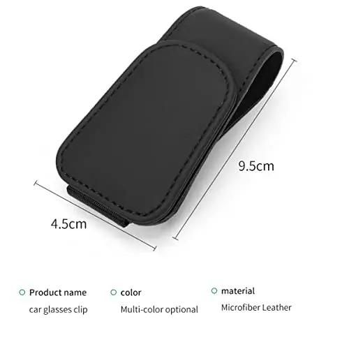 CHOSMOYI 2 Packs Sunglasses Holder for Car, Sunglass Clip for Car Visor, Magnetic Leather Car Eyeglass Holder and Ticket Card Clip, Suitable for Different Size Eyeglasses(Black - 2