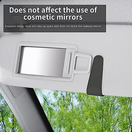 CHOSMOYI 2 Packs Sunglasses Holder for Car, Sunglass Clip for Car Visor, Magnetic Leather Car Eyeglass Holder and Ticket Card Clip, Suitable for Different Size Eyeglasses(Black - 3