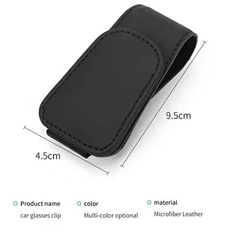 CHOSMOYI Magnetic Leather Sunglass Holder for Car, Sunglasses Clip for Car Visor, Auto Interior Accessories Universal for Different Size Eyeglasses (Black) - 2
