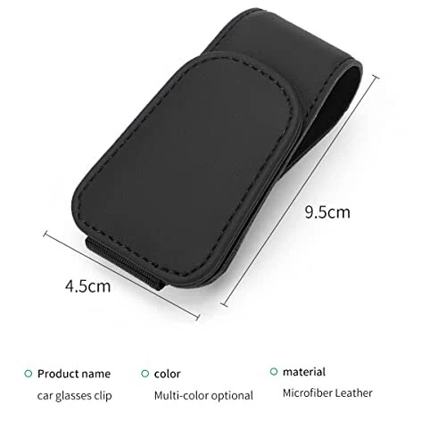 Magnetic Leather Sunglass Holder for Car, Sunglasses Clip for Car Visor, Auto Interior Accessories Universal for Different Size Eyeglasses (Black) - 9