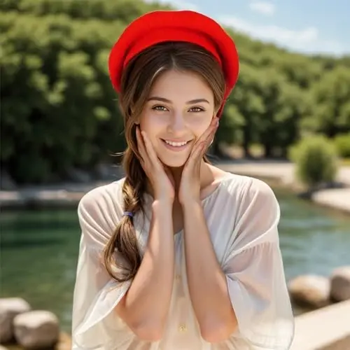 choyaxo Французские береты Твёрдые Классические береты для женщин и девушек - 3