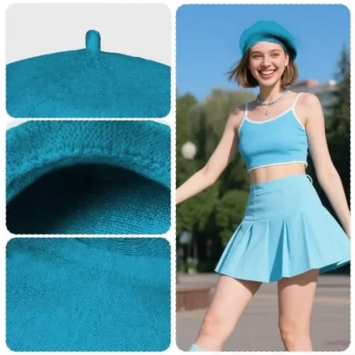 choyaxo French Beret Hats Solid Classic Beret Hats for Women Girls - 6