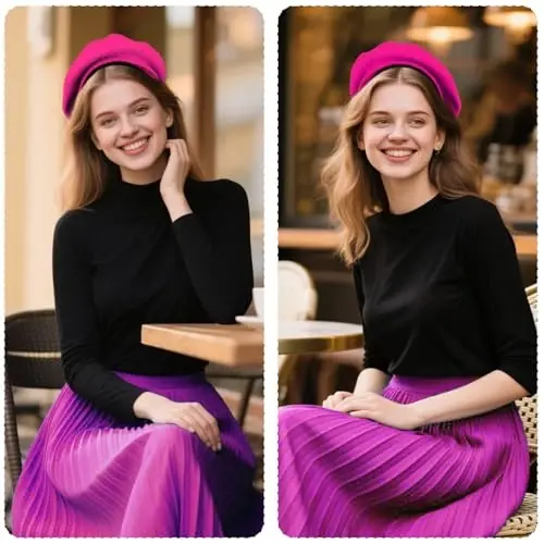 choyaxo French Beret Hats Solid Classic Beret Hats for Women Girls - 7