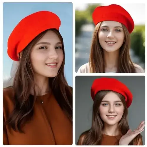 choyaxo French Beret Hats Solid Classic Beret Hats for Women Girls - 5