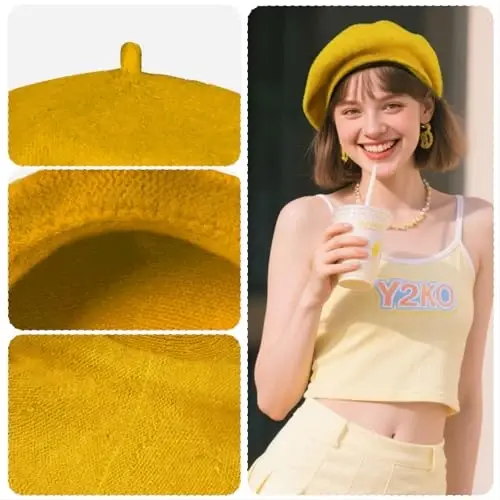 choyaxo French Beret Hats Solid Classic Beret Hats for Women Girls - 3