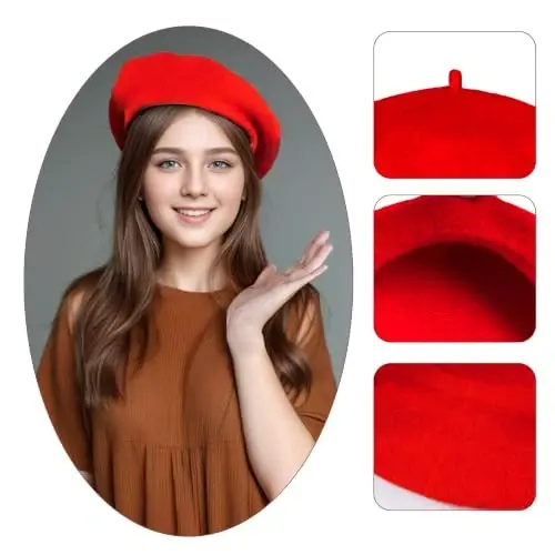 choyaxo French Beret Hats Solid Classic Beret Hats for Women Girls - 4