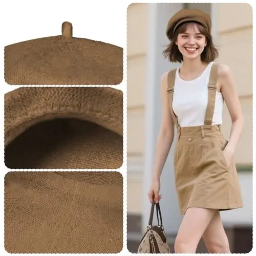 choyaxo French Beret Hats Solid Classic Beret Hats for Women Girls - 5
