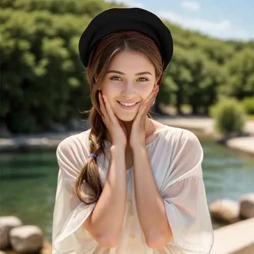 choyaxo French Beret Hats Solid Classic Beret Hats for Women Girls - 4