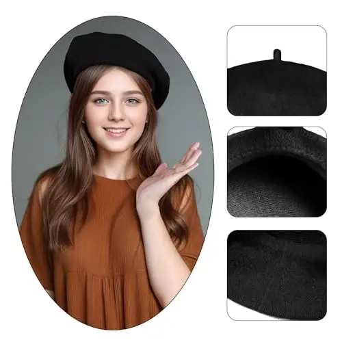choyaxo French Beret Hats Solid Classic Beret Hats for Women Girls - 3