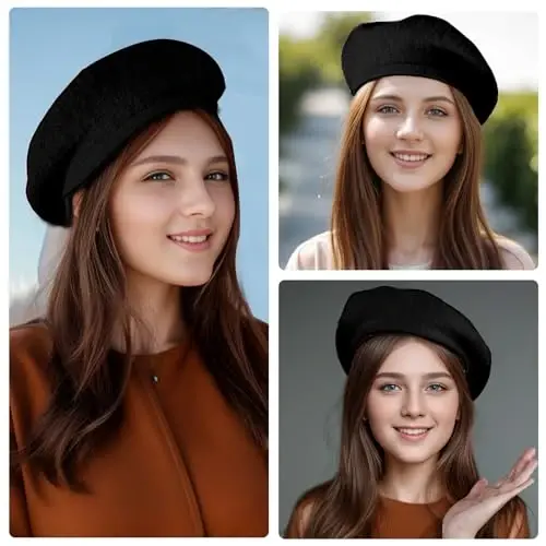 choyaxo French Beret Hats Solid Classic Beret Hats for Women Girls - 6