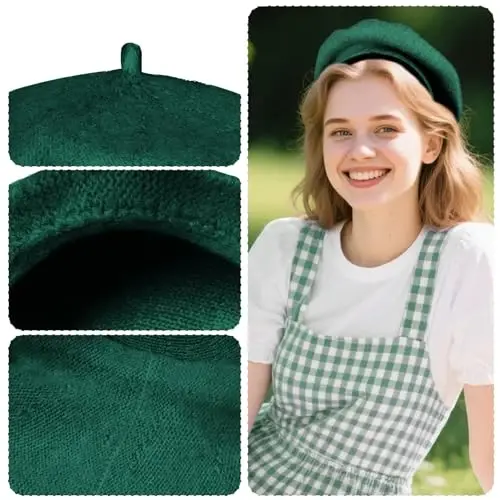 choyaxo French Beret Hats Solid Classic Beret Hats for Women Girls - 3