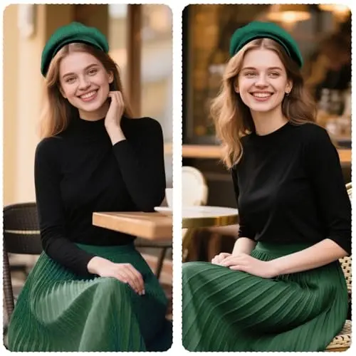 choyaxo French Beret Hats Solid Classic Beret Hats for Women Girls - 6
