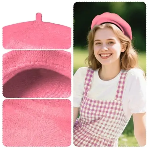 choyaxo French Beret Hats Solid Classic Beret Hats for Women Girls - 3