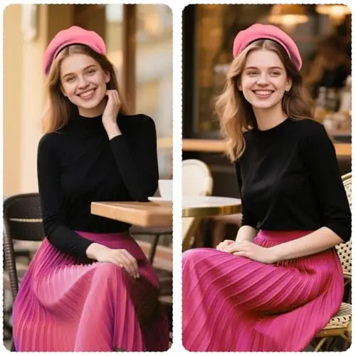 choyaxo French Beret Hats Solid Classic Beret Hats for Women Girls - 6