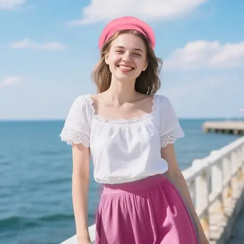 choyaxo French Beret Hats Solid Classic Beret Hats for Women Girls - 7