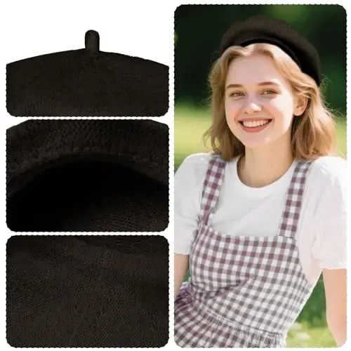 choyaxo French Beret Hats Solid Classic Beret Hats for Women Girls - 3