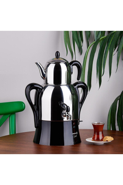 Choykolik Samovar Zanglamaydigan Po'lat Inox/Qora Samovar SEMAVER - KORKMAZ (1)