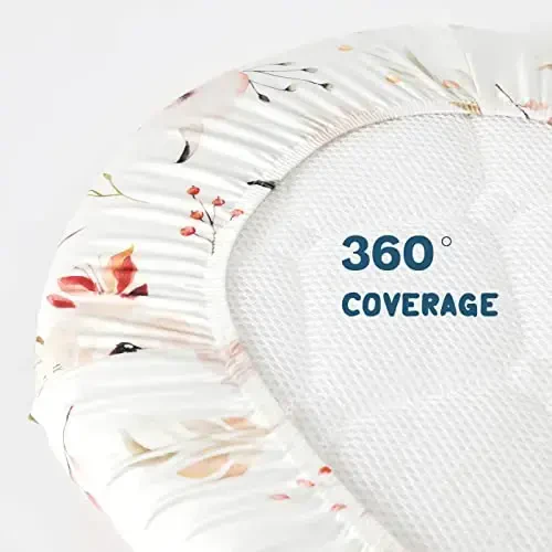 Cho'ziluvchan Ultra Yumshoq Bassinet Fitted Sheets 3 Paket, Bassinetlar uchun Universal Oval To'rtburchak Mattress, Go'zal Bassinet Sheets Baby Girls uchun, Watercolor Rose Flora Orange Pink - 6