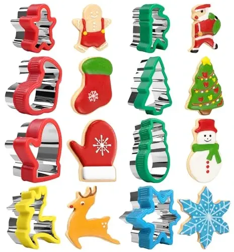Christmas Cookie Cutters 8 PCS(Medium),Sandwich Cutter and Sealer,Cookie Cutters Christmas Shapes - AKHMLEF