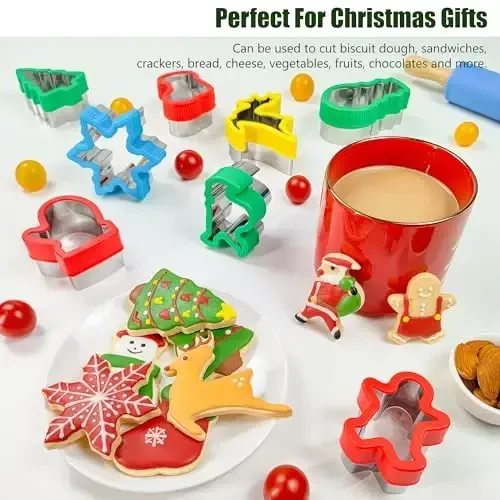 Christmas Cookie Cutters 8 PCS(Medium),Sandwich Cutter and Sealer,Cookie Cutters Christmas Shapes - 3