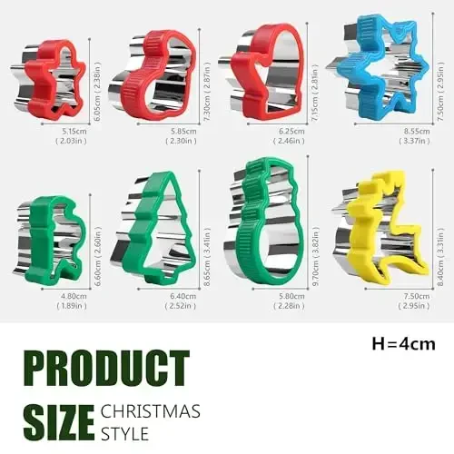Christmas Cookie Cutters 8 PCS(Medium),Sandwich Cutter and Sealer,Cookie Cutters Christmas Shapes - 4