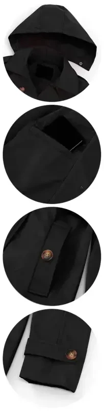 Chrisuno Women's Double-Breasted Trench Coat Mid-Length Belted Lapel Overcoat Pea Coats Outerwear Black S- - 3