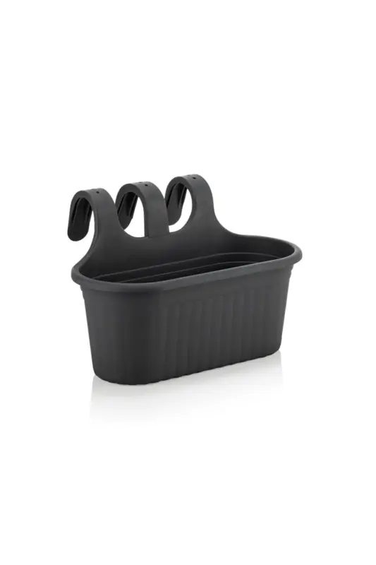 Chubby Hanging Balcony Pot 6.5 Lt 3-Piece Set Anthracite-DARK ANTHRACITE - 2