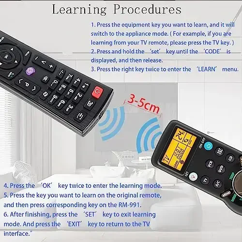 CHUNGHOP Universal IR Learning Remote Control for Smart TV SAT DVD CBL CD VCR Air Conditioner 6 in 1 RM-991Multifunctional Controller with LCD Display Screen - 3