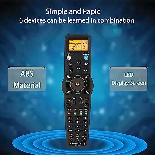 CHUNGHOP Universal IR Learning Remote Control for Smart TV SAT DVD CBL CD VCR Air Conditioner 6 in 1 RM-991Multifunctional Controller with LCD Display Screen - 5
