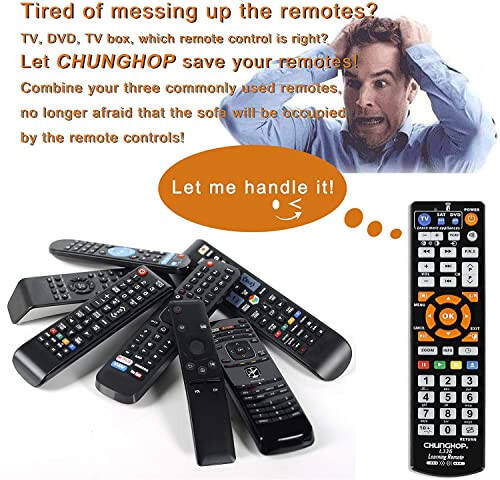 CHUNGHOP Universal IR Learning Remote Control for Smart TV VCR CBL DVD SAT STR-TV CD VCD HI-FI, barcha brendlar uchun IR masofaviy boshqaruv 3 ta 1 da dasturlash mumkin bo'lgan boshqaruvchi L336 - 2