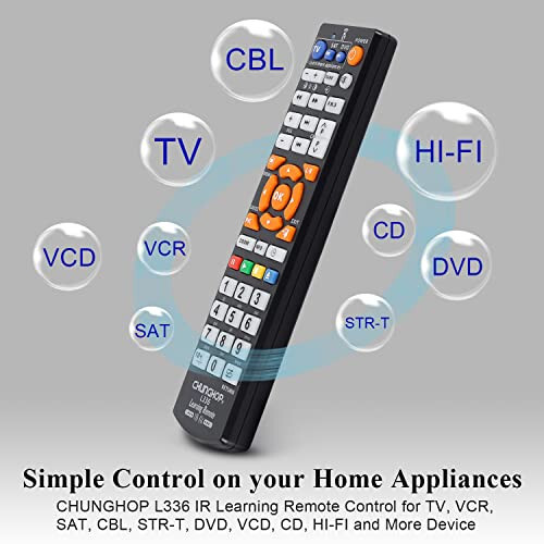 CHUNGHOP Universal IR Learning Remote Control for Smart TV VCR CBL DVD SAT STR-TV CD VCD HI-FI, barcha brendlar uchun IR masofaviy boshqaruv 3 ta 1 da dasturlash mumkin bo'lgan boshqaruvchi L336 - 3