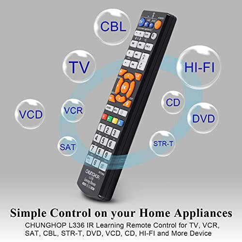 CHUNGHOP Universal IR Learning Remote Control for Smart TV VCR CBL DVD SAT STR-TV CD VCD HI-FI, barcha brendlar uchun IR masofaviy boshqaruv 3 ta 1 da dasturlash mumkin bo'lgan boshqaruvchi L336 - 3