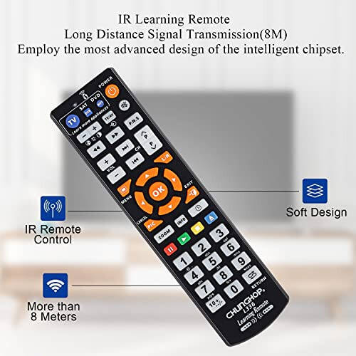 CHUNGHOP Universal IR Learning Remote Control for Smart TV VCR CBL DVD SAT STR-TV CD VCD HI-FI, barcha brendlar uchun IR masofaviy boshqaruv 3 ta 1 da dasturlash mumkin bo'lgan boshqaruvchi L336 - 4