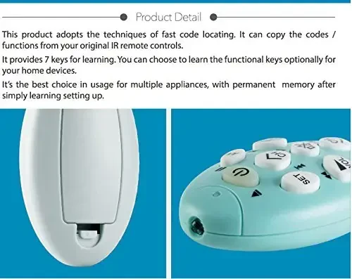 CHUNGHOP Universal IR Mini Learning Remote Control RM-L7 with 7 Keys for Projector TV VCR CBL DVD VCD CD SAT Smart Controller - 4