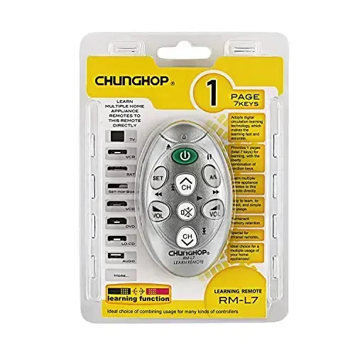 CHUNGHOP Universal IR Mini Learning Remote Control RM-L7 with 7 Keys for Projector TV VCR CBL DVD VCD CD SAT Smart Controller - 5