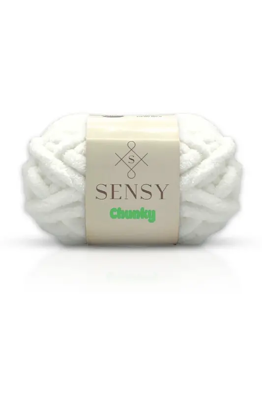 Chunky Barmoq O'rash Ip Qo'lda O'rash Ip 200 gr Adyol Ip Shlyapa Sharf Ip Barmoq Bilan O'rash Ip Oq-Oq - SENSY