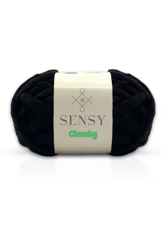 Chunky El Örgü Ipliği 200 gr Parmak Örgü Ipi Siyah-Siyah 
