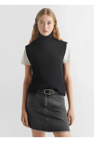 Chunky knit vest-Black - 1