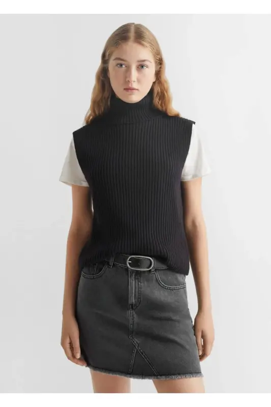 Chunky knit vest-Black - MANGO TEEN