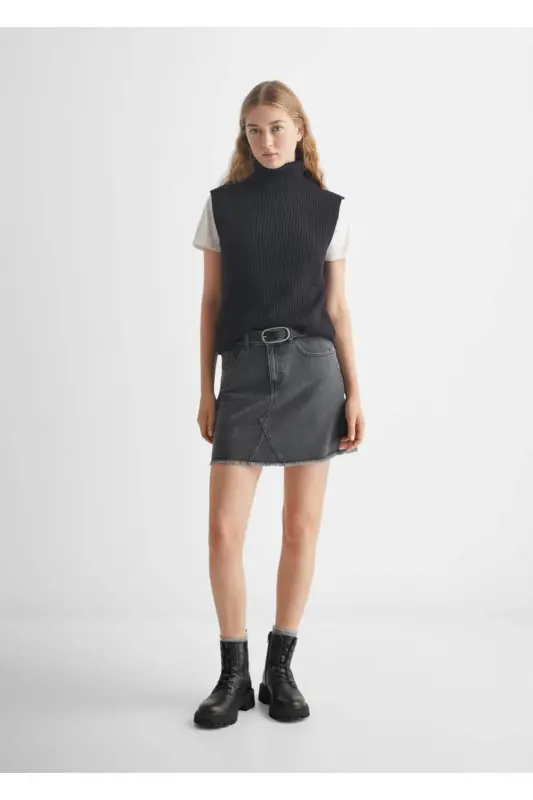 Chunky knit vest-Black - 2