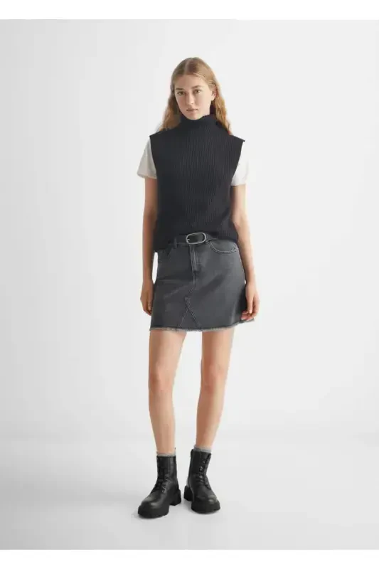 Chunky knit vest-Black - 2