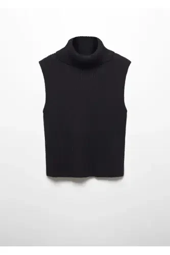 Chunky knit vest-Black - 3