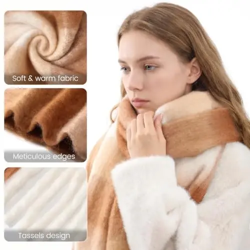 Chunky Winter Scarf for Women Warm Scarf Large Scarves | Soft CasModazoneere Feel Anti-pill Fabric, Oversized 90