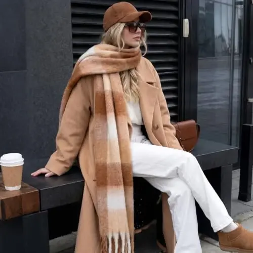 Chunky Winter Scarf for Women Warm Scarf Large Scarves | Soft CasModazoneere Feel Anti-pill Fabric, Oversized 90