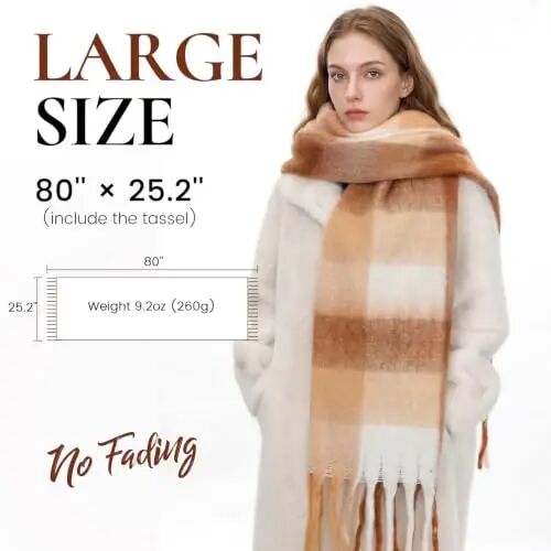 Chunky Winter Scarf for Women Warm Scarf Large Scarves | Soft CasModazoneere Feel Anti-pill Fabric, Oversized 90