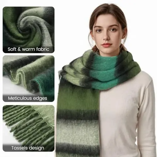 Chunky Winter Scarf for Women Warm Scarf Large Scarves | Soft CasModazoneere Feel Anti-pill Fabric, Oversized 90