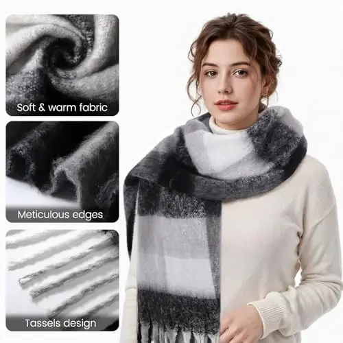 Chunky Winter Scarf for Women Warm Scarf Large Scarves | Soft CasModazoneere Feel Anti-pill Fabric, Oversized 90