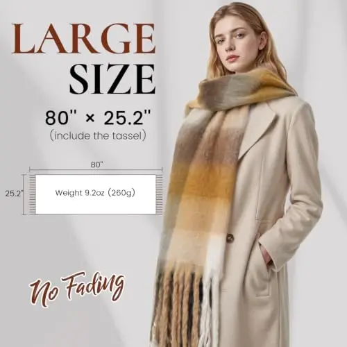 Chunky Winter Scarf for Women Warm Scarf Large Scarves | Soft CasModazoneere Feel Anti-pill Fabric, Oversized 90